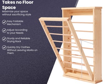 Wooden Wall Mounted Drying Rack: Foldable Laundry Airer