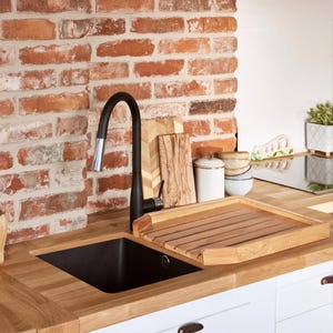 Large Wooden Draining Board For Belfast Butler Sink - Wood Drainer Made From Solid Oak Wood