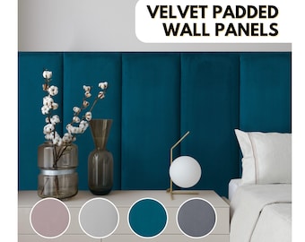 Velvet Padded Wall Panels: Anti-Collision 3D Upholstered Headboard Set