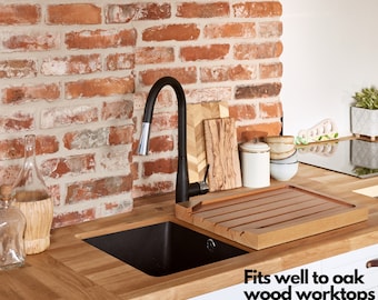 Wooden Draining Board For Belfast Butler Sink - Wood Drainer Made From Solid Oak Wood