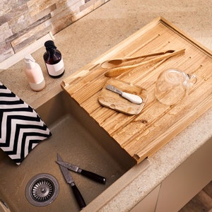 Large Wooden Draining Board For Belfast Butler Sink Wood Drainer Made From Solid Oak Wood image 1