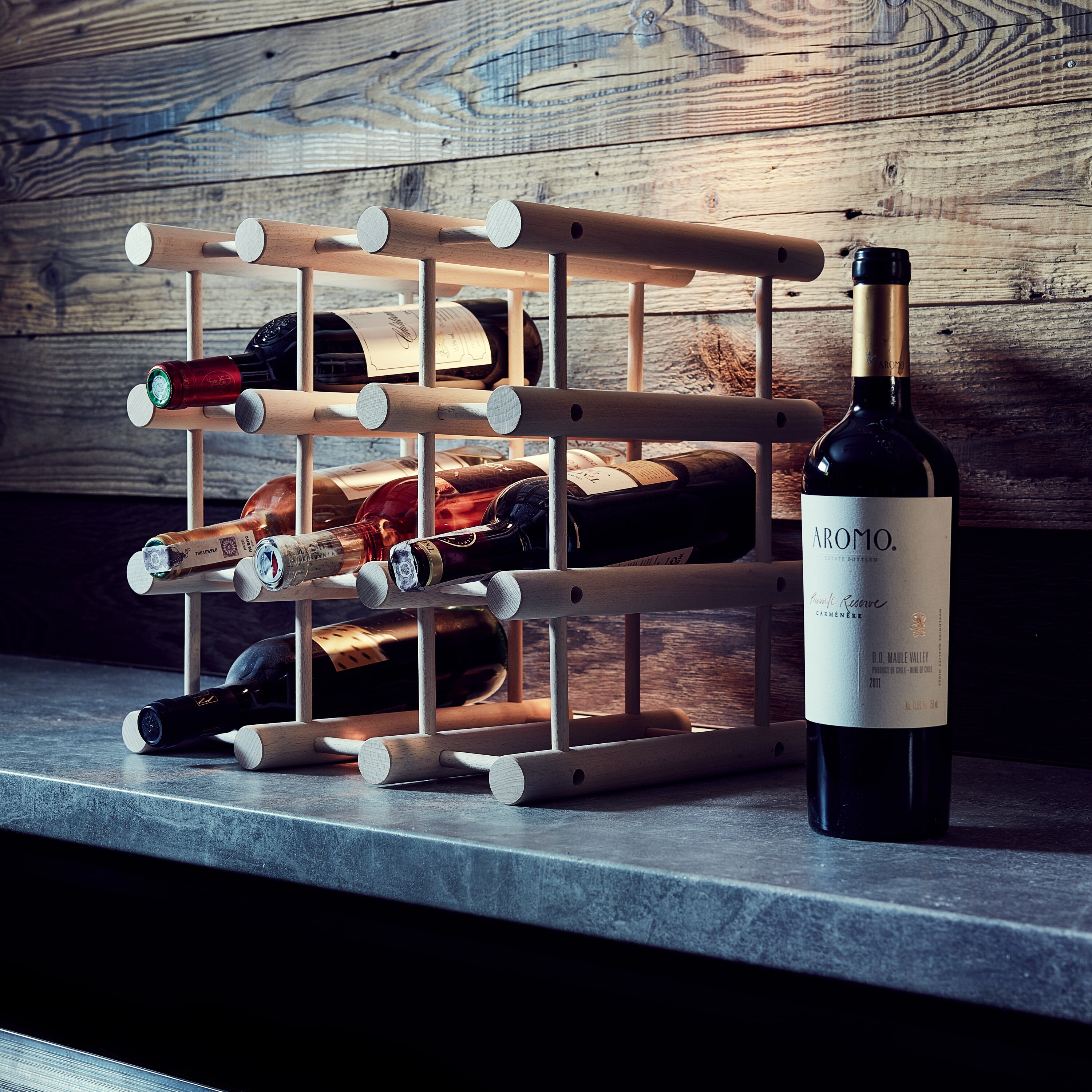 Wooden Free Standing Countertop Wine Rack for 12 Bottles Etsy UK