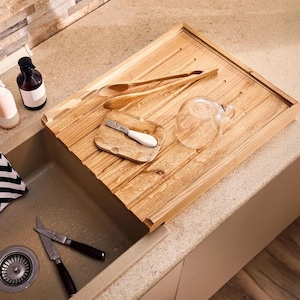 Large Wooden Draining Board For Belfast Butler Sink - Wood Drainer Made From Solid Oak Wood