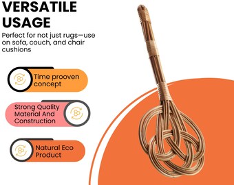 Battitappeto In Rattan Con Impugnatura Ergonomica – Rimozione Profonda Della Polvere Da Cuscini E Trapunte