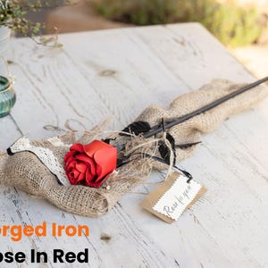 Hand-Forged Iron Rose Flower - Perfect 6th Anniversary Gift for Her, Everlasting Artificial Rose Unique Home Décor