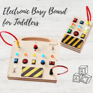 Tableau électronique pour tout-petits - Tableau de bord Montessori pour enfants avec boîtier d'interrupteurs, panneau de commande de vaisseau spatial sensoriel en bois avec LED et interrupteurs