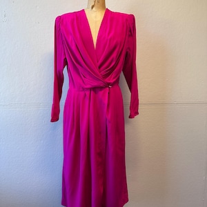 hot pink wrap dress long sleeve LowStock:43701977677875