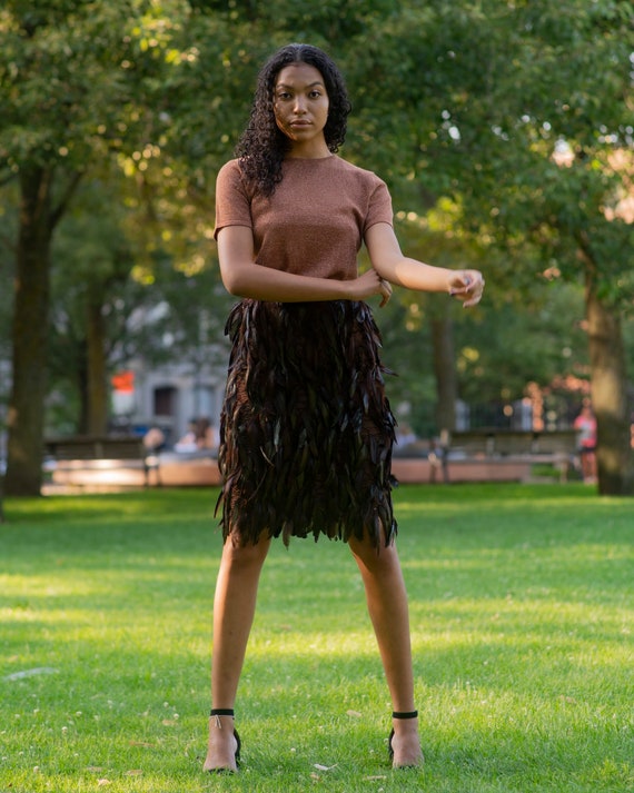 Carolina Herrera Feather and Beaded Skirt, Vintage