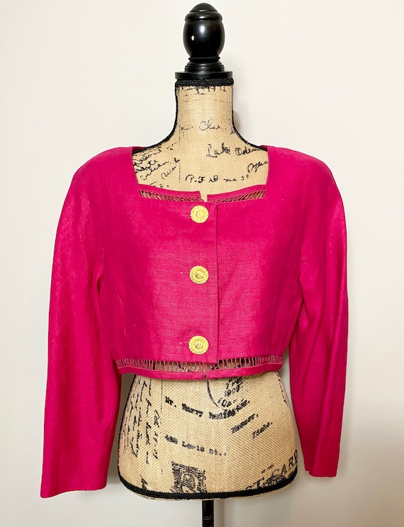 RETRO linen blend 2pc crop suit