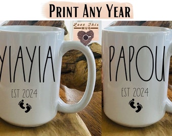 Juego de tazas de café Papou Yiayia - Regalos Yiayia y Papou para Yiayia y Papou Est - Yiayia Est - Anuncio de bebé griego Papou y Yiayia