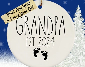 Adorno del abuelo Est 2024, adorno del abuelo, promocionado al adorno navideño de revelación del bebé del abuelo, anuncio de embarazo del abuelo por primera vez