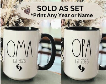 Oma and Opa Baby Announcement Oma Opa Gifts, New German Grandparents Est 2025 Oma Opa Est 2024 Oma Opa Mugs Oma Gifts, Opa Gifts Baby Reveal
