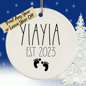 Yiayia Ornament for Greek Grandmother, Yaya, New Yiayia Christmas Ornament, First Christmas as Yiayia Ornament, First Grandchild Ornament