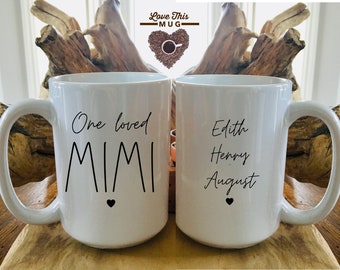 Mimi Mug, Mimi Gift, Personalized Mimi Gift from Grandkids Names of Grandchildren - Birthday, Mothers Day Gift for Grandma - One Loved Mimi