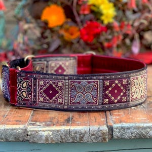 FLORENTINE RUBY -2 inch Martingale or Buckle High Quality Dog Collar Greyhound or custom fit for your large dog. 1.5 INCH width on request