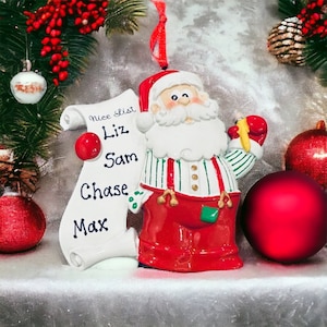 Santa and His Nice List Personalized Christmas Ornament - Personalized Christmas Ornament - Santa’s List Ornament