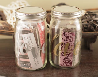 365 days LOVE notes jar.. love quotes.. reasons why i love you.. meaningful gift.. keepsake gift.. anniversary..wedding.. valentines..