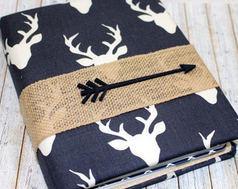 Baby Shower Guest Book / Buck Forest Baby Shower / Boy Baby Shower / Navy and Burlap Baby Shower Guest Book / Baby Boy Shower Decor / Deer