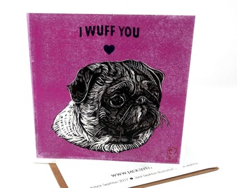 Pug Valentines Day Card