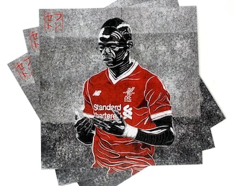 Sadio Mané Kunstdruck • FC Fussball-LKW • A4 Quadrat • Künstler signiert