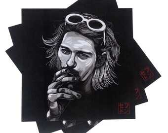 Kurt Cobain Nirvana Art Print • A4 Square • Artist Signed