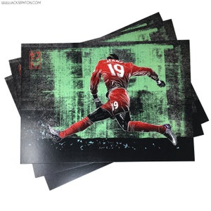Impresión artística de Sadio Mané • Liverpool FC • Paisaje A4 • Firmada por el artista