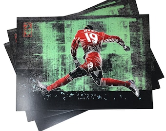 Sadio Mané Kunstdruck • Fussball zueinander in der Stadt • A4 Querformat • Künstler signiert