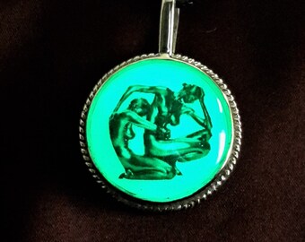 Glow in the Dark Amulet: Sterling Silver "Two Women" Pendant