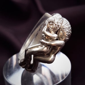 Sterling Silver Lesbian Promise Ring: Sculptural Couple Jewelry