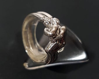 Sterling Silver Couple Ring: Sculptural Promise Ring