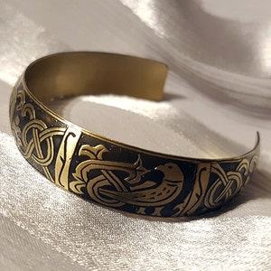 Slavic Brass Bracelet: Ancient Bird Symbol Amulet