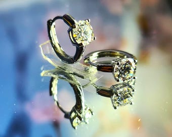 Moissanite  earrings . Weight 1ct. Sterling silver.