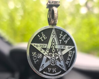 Pentagram Car Mirror Charm: Lapis Lazuli Beaded Amulet