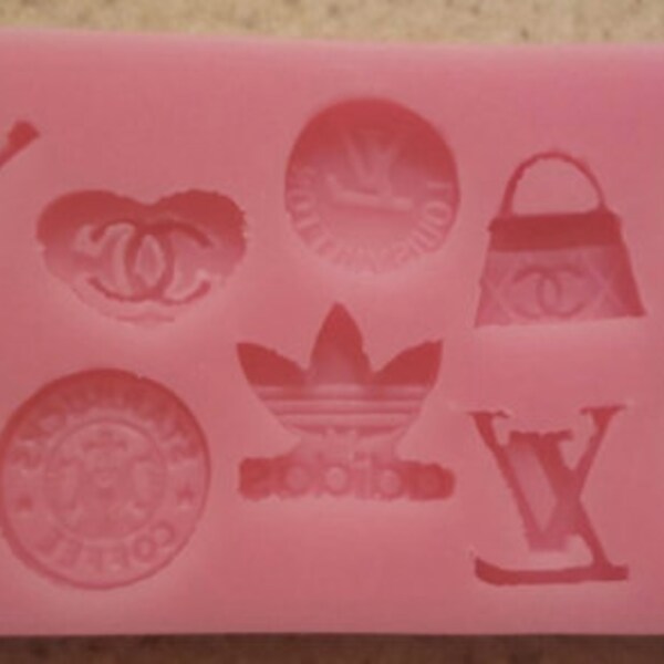 LV silicone mold Louis Vuitton CC Starbucks Juicy Adidas versace handbag Silicone symbol charm decorating cake