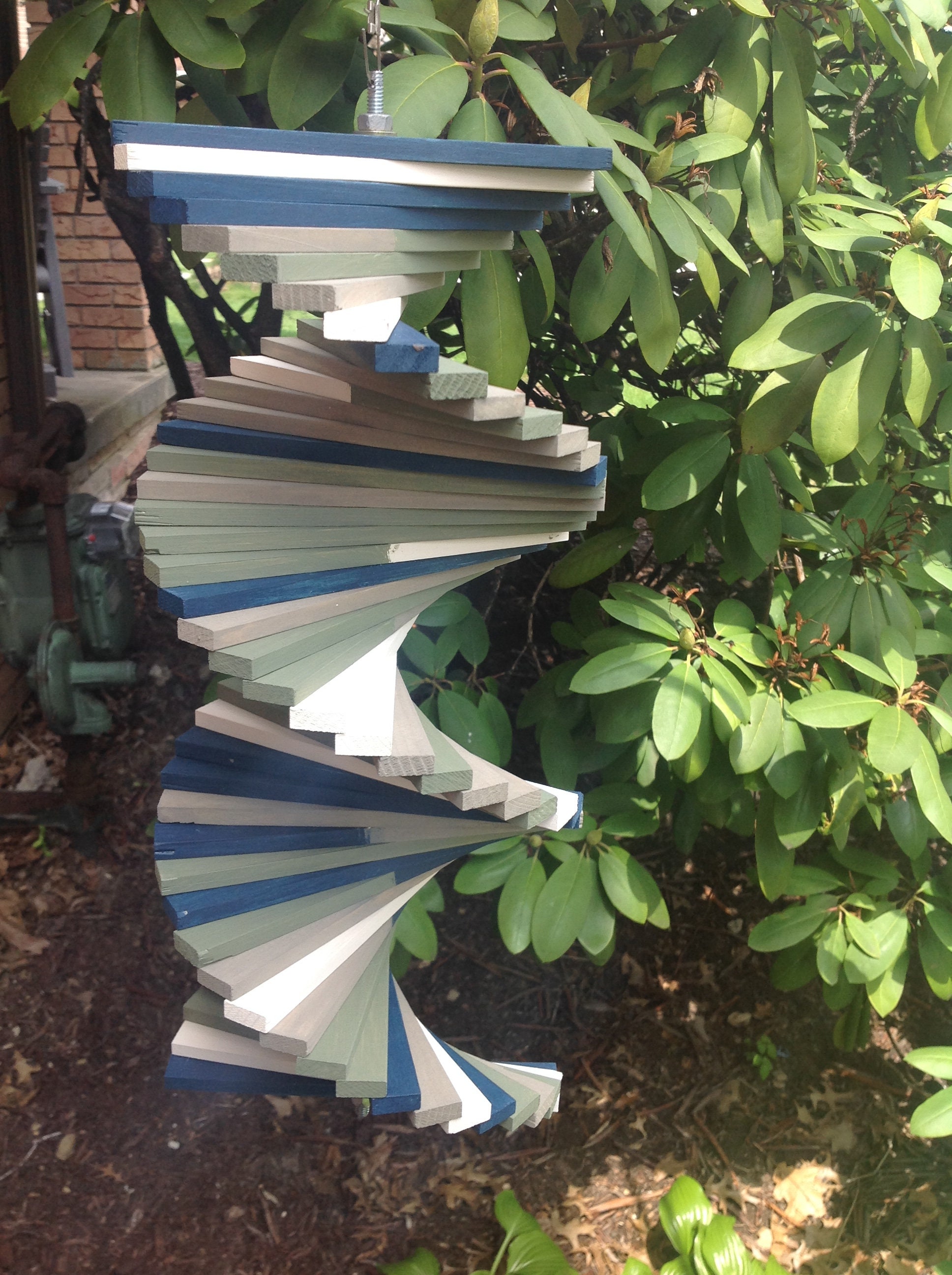 16 wooden helix wind spinner hanging porch decor Wood Etsy