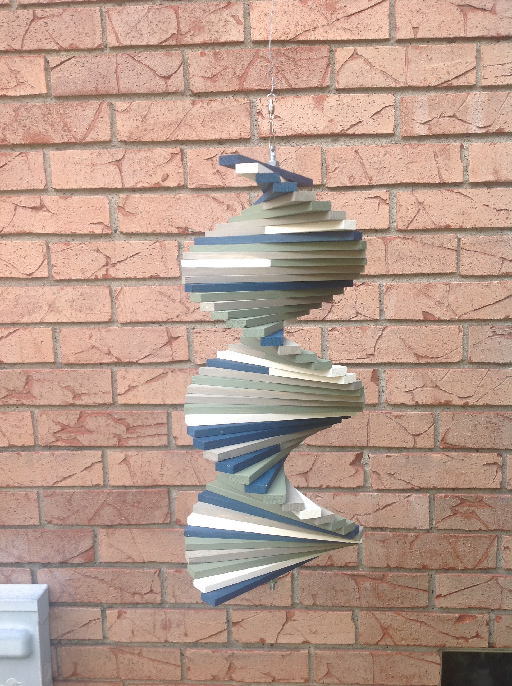 16 wooden helix wind spinner hanging porch decor Wood Etsy