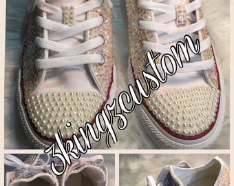 Pearl and bling converse sneakers