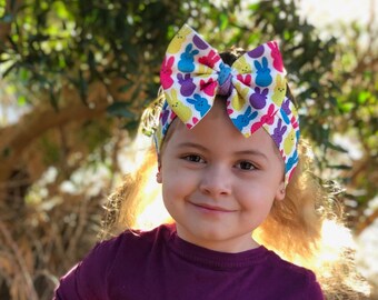 EASTER Colorful Bunnies Headwrap, Big Bow Headbands, Baby Toddler Girl Headband, Big Bow Head Wraps, Baby Turban, Baby Girl Big Bow Headband