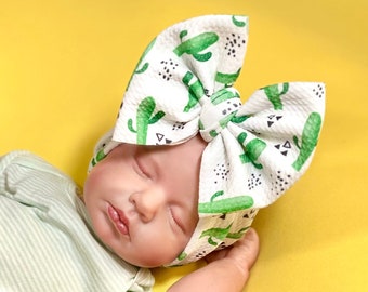 CACTUS Baby Headwraps, Big Bow Headbands, Baby Headwrap, Baby Turban, Wide Baby Headband, Baby Hair Bow, Baby Headband, Baby Bow Headwrap