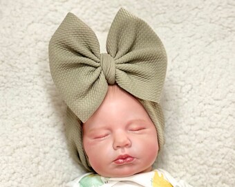 SAGE GRAY Headwrap, Big Bow Headbands, Baby Toddler Girl Headband, Big Bow Head Wraps, Baby Turban, Baby Girl Big Bows, Messy Bow Headband