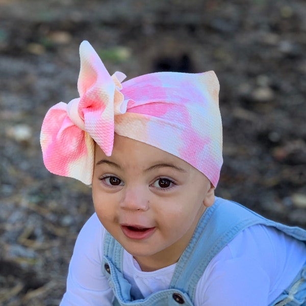 TIE DYE Stretchy Headwrap, Baby Head Wrap, Baby Headband, Baby Girl, Big Bow Headband, Hair Clips, Newborn Headband, Piggies, Baby Bows,