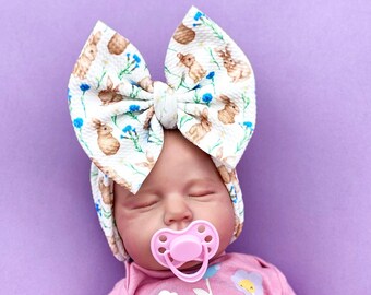 SPRING BUNNY Baby Headwrap, Big Bow Headbands, Baby Headwrap, Baby Headband, Baby Hair Bow, Baby Headbands, Bow Headwrap, Newborn Baby Bow