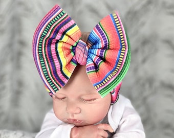 SERAPE Baby Head Wrap, Newborn Headband, Baby Hedband, Serape Bows, Serape Headband, Piggies, Serape Piggies, Girls Hairclips, Baby Bows