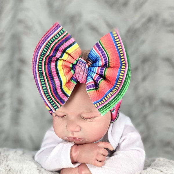 SERAPE Baby Head Wrap, Newborn Headband, Baby Hedband, Serape Bows, Serape Headband, Piggies, Serape Piggies, Girls Hairclips, Baby Bows