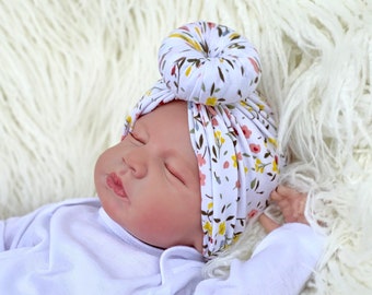 FLORAL Baby Turban, Turbans for Tots, Newborn Turban, Baby Hospital Hat, Baby Girl Hat, Coming Home Outfit, Baby Turban Hat, Girl Turban