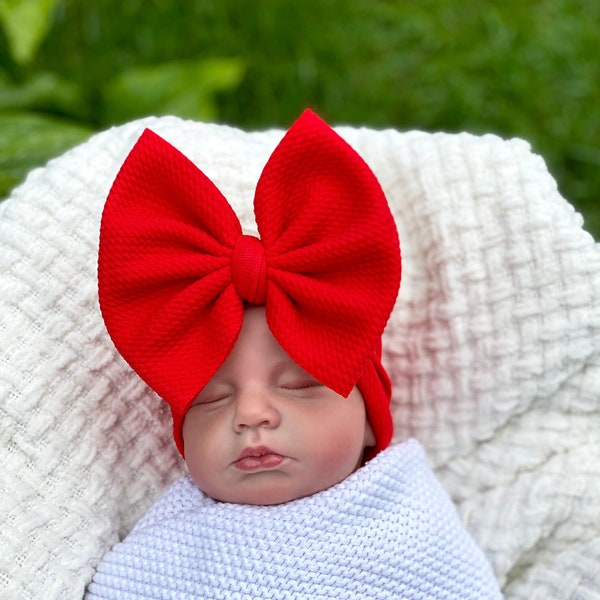 LIGHT RED Baby Headwrap, Baby Head Wrap; Red Headband; Red Head Wrap; Baby Headband; Big Bow Headband; Red Bow; Red Headwrap, Baby Bows