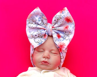 KOALA Bow Headband, Big Bow Headwrap, Girl Nylon Headband, Infant Soft Headwrap, Big Bow Baby Headband, Koala Baby Girl Bow, Baby Headwrap