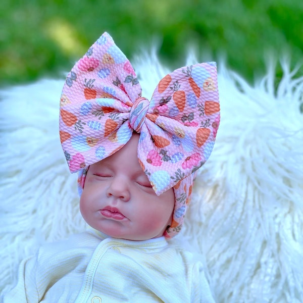 EASTER Big Bow Baby Headband, Large Bow Girls Head Wrap, Infant Bow, Baby Girl Hair Bows, Toddler Bows, Bow Headband, Baby Headwrap, Piggies