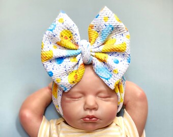 YELLOW DUCKIE Baby Head Wrap, Big Bow Headbands, Baby Head Wrap, Big Bow Headwraps, Messy Bow Headwrap, Baby Headwrap, Large Bow Headband