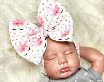 UNICORN Baby Headwrap, Big Bow Headbands, Newborn Bows, Soft and Stretchy, Big Bows, Headwrap Bows, Baby Girl Bows, Baby Gift, Toddler Bows